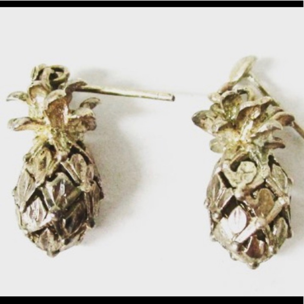 Vintage Sterling Silver Pineapple Earrings